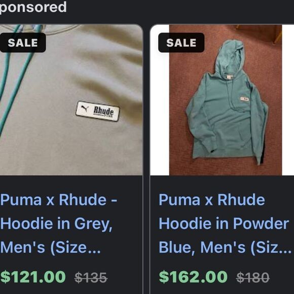 Men's Puma x Rhude Blue Hoodie Limited Edition RARE - Picture 11 of 11